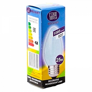 Лампа накаливания Belsvet ДС230-25-3 E27 в коробке