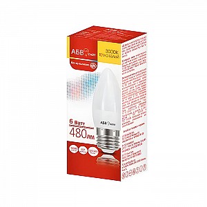 Лампа светодиодная АБВ LED лайт С37 6W E27 3000К свеча
