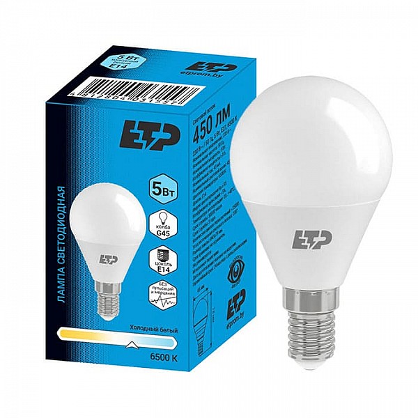 Лампа светодиодная ETP 35936 G45 5W Е14 6500К