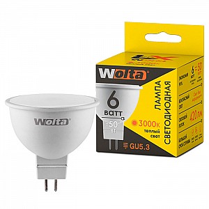 Лампа светодиодная Wolta LX 30YMR16-220-6GU5.3 6Вт GU5.3 3000К