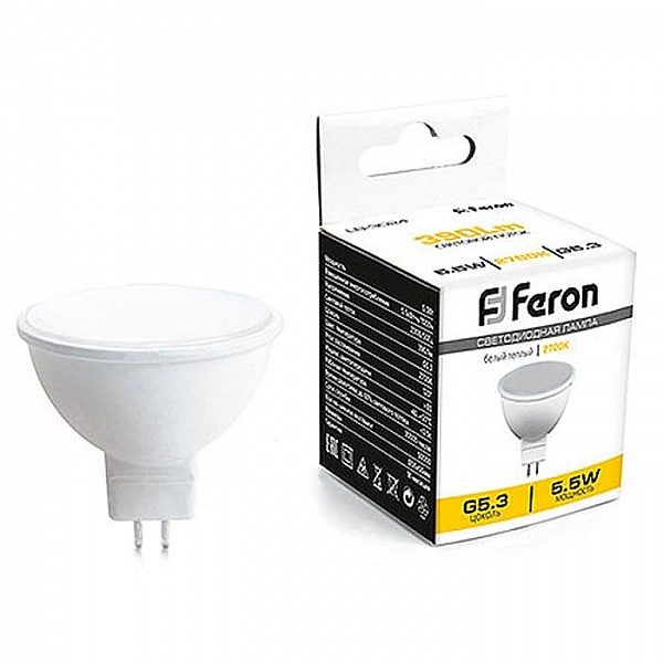 Лампа светодиодная Feron LB-3024-41387 5.5W 230V 2700K G5.3