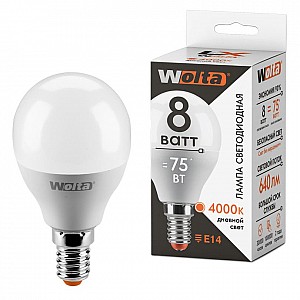 Лампа светодиодная Wolta LX 30S45GL8E14 G45 8Вт Е14 4000К