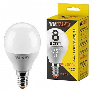 Лампа светодиодная Wolta LX 30Y45GL8E14 G45 8Вт Е14 3000К