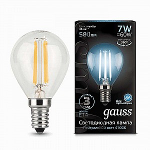 Лампа светодиодная Gauss LED Filament Globe 7W E14 4100K 105801207