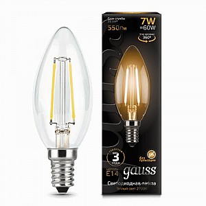 Лампа светодиодная Gauss LED Filament Candle 7W E14 4100K 103801207