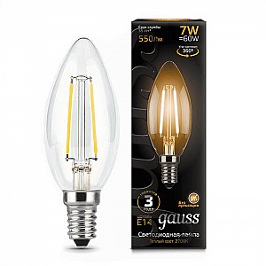 Лампа светодиодная Gauss Filamen F-LED7-C37-2700K-E14 550Lm 103801107