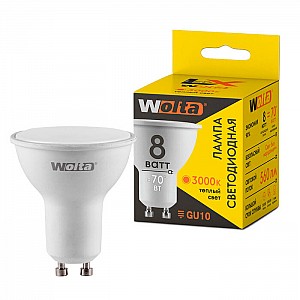 Лампа светодиодная Wolta LX 30YPAR16-230-8GU10 8Вт GU10 3000К
