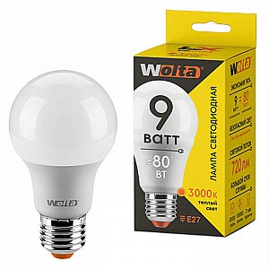 Лампа светодиодная Wolta LX 30Y60BL9E27 A60 9Вт 720лм Е27 3000К