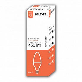 Лампа светодиодная Belsvet LED-M C37 5W 3000K E14