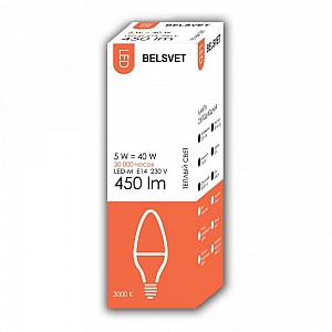 Лампа светодиодная Belsvet LED-M C37 5W 3000K E14