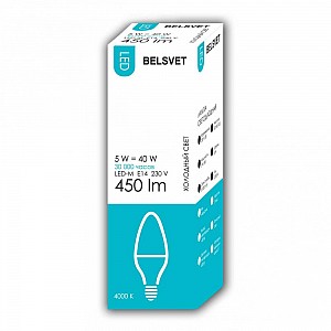 Лампа светодиодная Belsvet LED-M C37 5W 4000K E14