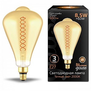 Лампа светодиодная Gauss Filament ST164 8.5W 660lm 2000К Е27 golden flexible LED 157802105