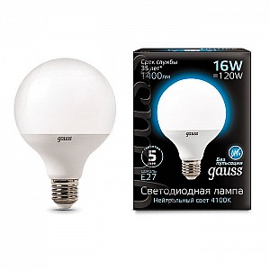 Лампа светодиодная Gauss LED G95 E27 16W 4100K 105102216