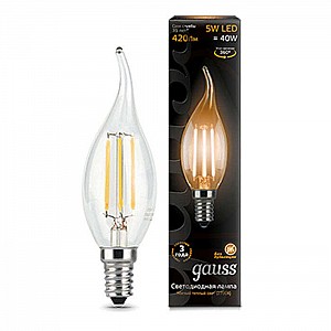 Лампа светодиодная Gauss LED Filament Candle tailed 5W E14 2700K 104801105