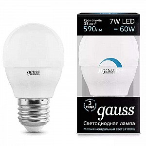 Лампа светодиодная Gauss LED Globe-dim 7W E27 диммируемая 4100K 105102207-D