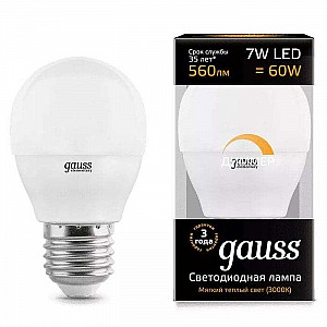 Лампа светодиодная Gauss LED Globe-dim 7W E27 диммируемая 3000K 105102107-D