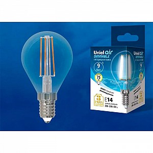 Лампа светодиодная Uniel Air UL-00005192 LED-G45-9W/4000K/E14/CL/DIM GLA01TR диммируемая белый свет. Изображение - 1