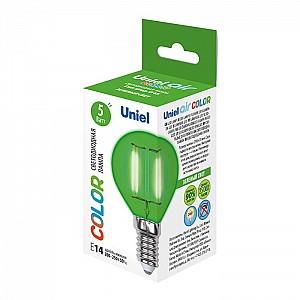 Лампа светодиодная Uniel Air color UL-00002987 LED-G45-5W/GREEN/E14 GLA02GR зеленый свет. Изображение - 2