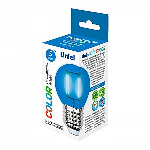Лампа светодиодная Uniel Air color UL-00002990 LED-G45-5W/BLUE/E27 GLA02BL синий свет. Изображение - 2