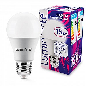 Лампа светодиодная LuminArte LSTD-A60-15W4KE27 15Вт 4000К Е27