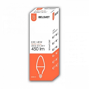 Лампа светодиодная Belsvet LED-M C37 5W 3000K E14
