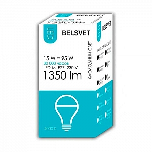 Лампа светодиодная Belsvet LED-M A65 15W 4000K E27