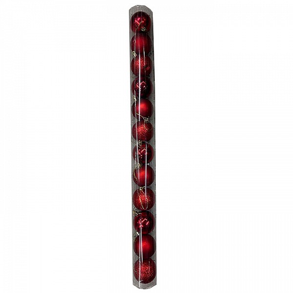 Набор новогодних шаров JQ-197 красный 6 см 12 шт