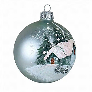 Шар елочный Декарт Домик в деревне 80 в7 стеклянный декорированный. Изображение - 1