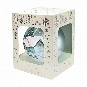 Шар елочный Декарт Домик в деревне 80 в7 стеклянный декорированный. Изображение - 2