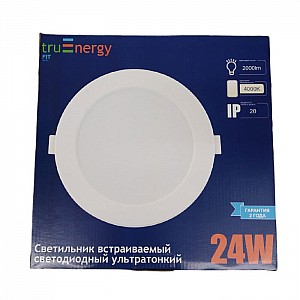 Светильник светодиодный Truenergy Fit 10085 ультратонкий 24W 4000K IP20 круг пластик белый. Изображение - 1