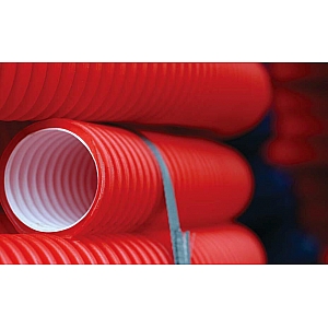 Кусок Труба гофрированная Инвет ТКГ2-90-ПЭ100-SN8 гибкая коммуникационная двухслойная красная 2.1 м. Изображение - 1