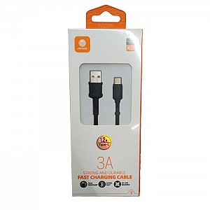 USB-кабель Vipfan X02 USB-Type-C Cable 3A для зарядки мобильных телефонов 1.2 м nylon braid черный