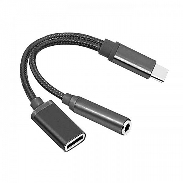 Переходник Atom 31042 USB Type-C 3.1 - 3.5 Jack/USB Type-C зарядка 0.15 м черный