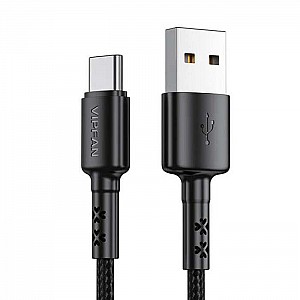 USB-кабель Vipfan X02 USB-Type-C Cable 3A 1.8 м nylon braid черный