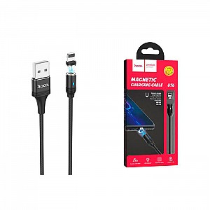 USB-кабель hoco U76 для Lightning магнитный в оплетке черный 1.2 м