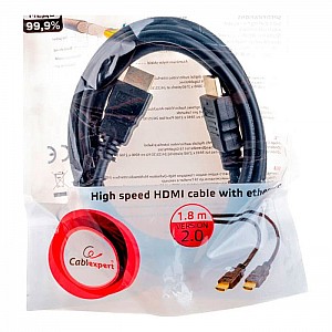 Кабель HDMI Cablexpert CC-HDMI4-6 v2.0 19M/19M позолоченные разъемы черный 1.8 м. Изображение - 2