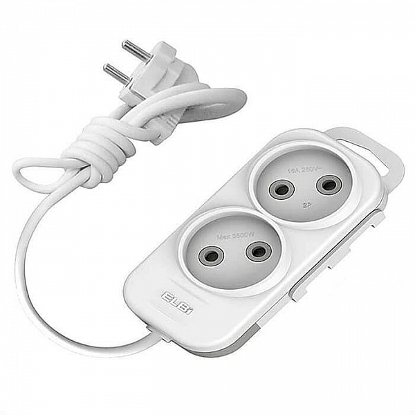 Удлинитель EL-BI Myra 527-110202-260 2 гнезда без заземления 2 м белый