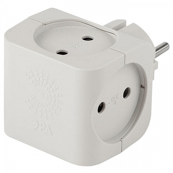 Тройник ЭРА SP-4-W 4 гнезда без заземления белый