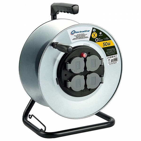 Удлинитель на катушке Electraline 94012 4 гнезда без кабеля