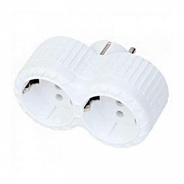 Разветвитель FAR F45 2 гнезда с заземлением белый