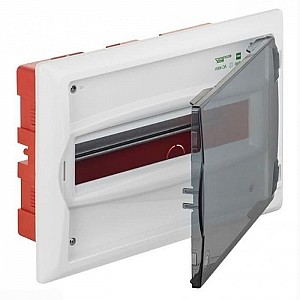Бокс Elektro-Plast ECO BOX 1*12M N/PE 2*2*16+7*10 мм.кв белый пластиковый встраиваемый дымчатая дверь