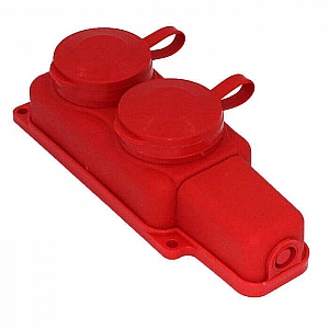 Розетка Элект РП16-232 К УХЛ2 2 места с заземлением штепсельная переносная красная