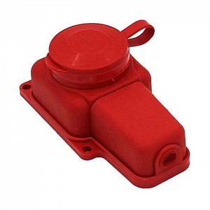 Розетка Элект РП16-131 К 1 место с заземлением каучук красный