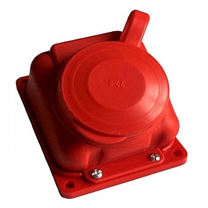 Розетка Элект РП16-132 К 1 место с заземлением каучук красный