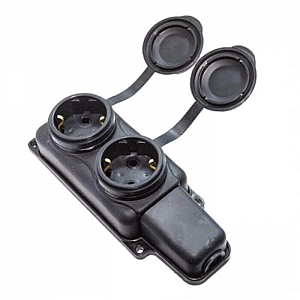 Розетка Элект РП16-232 УХЛ-2 2 места с заземлением каучук