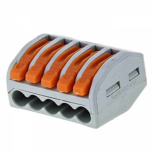 Клемма ETP СМК 222-415 40441 строительно-монтажная с рычагом 5 отверстий 0.08-2.5 мм.кв 5 шт