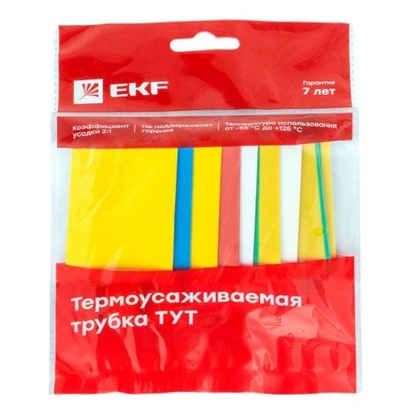 Набор термоусадочных трубок EKF PROxima tut-n-20 20/10 7 цветов по 3 шт 100 мм