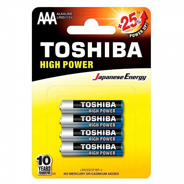Батарейка Toshiba High Power LR03GCP BP-4 алкалиновая 4 шт