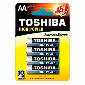 Батарейка Toshiba High Power LR6GCP BP- 4 алкалиновая 4 шт
