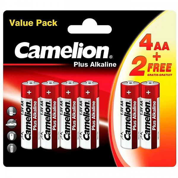 Батарейка Camelion Plus Alkaline 15308 4+2 1.5В 4+2LR6-BP 6 шт